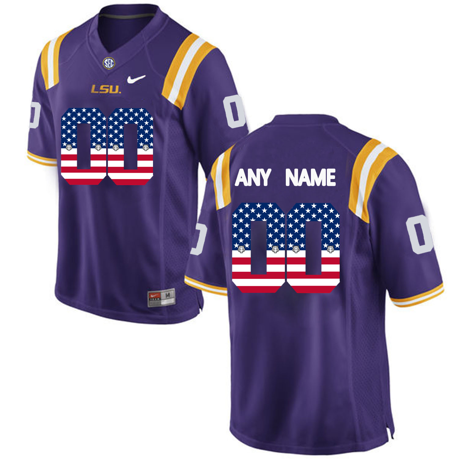 US Flag Fashion   Men LSU Tigers Customized College Football Limited Jersey  Purple->->Custom Jersey